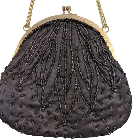 Vintage Black Beaded Handbag - Picture 10 of 11